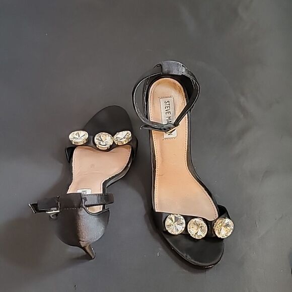 STEVE MADDEN SATIN OPEN TOE STILETTOS ADJUSTABLE BUCKLE ANKLE STRAP SANDAL R3 - Picture 11 of 16